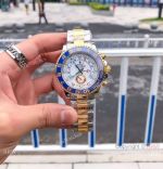 Low Price Replica Rolex Yacht-master II Watch Men Two Tone Blue Bezel White Face